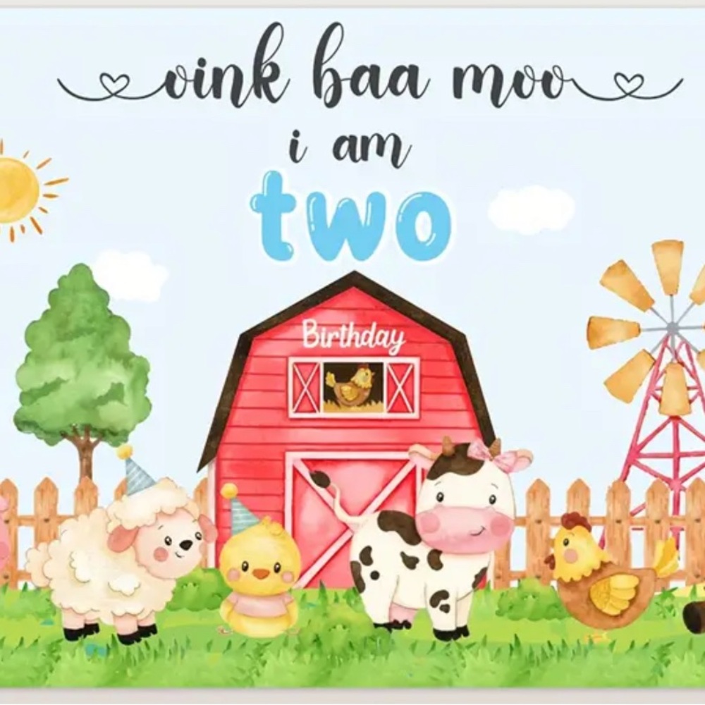 Oink Baa Moo I am Two Decoration Set